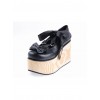 Black 3.9" High Heel Adorable Patent Leather Round Toe Bow Decoration Platform Girls Lolita Shoes