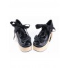 Black 3.9" High Heel Adorable Patent Leather Round Toe Bow Decoration Platform Girls Lolita Shoes