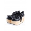 Black 3.9" High Heel Adorable Patent Leather Round Toe Bow Decoration Platform Girls Lolita Shoes