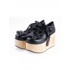 Black 3.9" High Heel Adorable Patent Leather Round Toe Bow Decoration Platform Girls Lolita Shoes