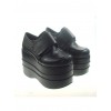 Black 4.7" Heel High Adorable Synthetic Leather Round Toe Platform Girls Lolita Shoes