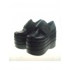 Black 4.7" Heel High Adorable Synthetic Leather Round Toe Platform Girls Lolita Shoes