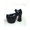 Black 4.9" Heel High Charming Patent Leather Round Toe Cross Straps Platform Girls Lolita Shoes