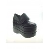 Black 4.7" Heel High Adorable Synthetic Leather Round Toe Platform Girls Lolita Shoes