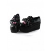 Black Bowknot Mirror Face Strawberry Bell Lolita Lace-up Platform Shoes