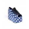 Blue 3.9" Heel High Lovely Patent Leather Point Toe Cross Straps Platform Women Lolita Shoes