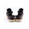 Brown 2.8" High Heel Classical Patent Leather Bow Straps Platform Girls Lolita Shoes