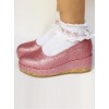 Glittering Sequins Pink Princess Shoes Lolita High Heel Shoes