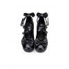 Cute Round-toe Shallow Mouth Bowknot Lolita Middle Heels Shoes