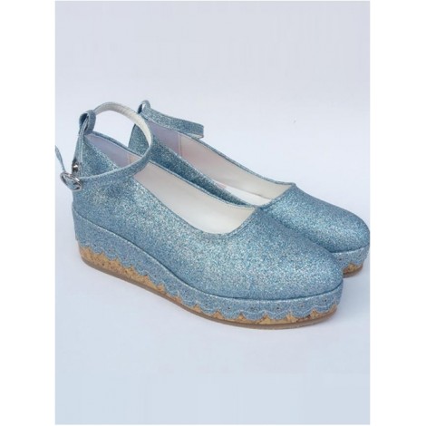 Glittering Sequins Blue Princess Shoes Lolita High Heel Shoes