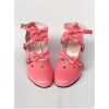 Hollow Out Heart-shaped Watermelon Red Mirror Face Bowknot Lolita High Heel Shoes