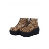 Leopard Brown 3.1" Heel High Special Synthetic Leather Round Toe Ankle Straps Platform Girls Lolita Shoes