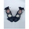 Pearl Strand Navy Blue Bowknot Matte Lolita High Heel Shoes