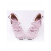 Pink & White 2.6" High Heel Glamorous Polyurethane Round Toe Criss Cross Straps Scalloped Platform Girls Lolita Shoes