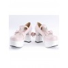 Pink & White 3.7" High Heel Adorable Synthetic Leather Round Toe Strap Bow Decoration Platform Girls Lolita Shoes