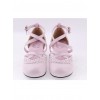 Pink & White 2.6" High Heel Glamorous Polyurethane Round Toe Criss Cross Straps Scalloped Platform Girls Lolita Shoes