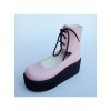 Pink 2.6" Heel High Adorable PU Round Toe Cross Straps Platform Girls Lolita Shoes