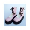 Pink 2.6" Heel High Adorable PU Round Toe Cross Straps Platform Girls Lolita Shoes