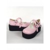 Pink 2.6" Heel High Classic Synthetic Leather Round Toe Cross Straps Platform Girls Lolita Shoes