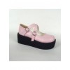 Pink 2.6" Heel High Classic Synthetic Leather Round Toe Cross Straps Platform Girls Lolita Shoes