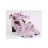 Pink 2.6" Heel High Lovely Patent Leather Point Toe Bowknot Platform Women Lolita Shoes