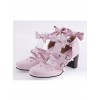 Pink 2.6" Heel High Lovely Patent Leather Point Toe Bowknot Platform Women Lolita Shoes