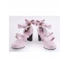 Pink 2.6" Heel High Lovely Patent Leather Point Toe Bowknot Platform Women Lolita Shoes