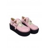 Pink 2.6" Heel High Classic Synthetic Leather Round Toe Cross Straps Platform Girls Lolita Shoes