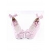 Pink 2.8" High Heel Cute PU Scalloped Bowknot Platform Girls Lolita Shoes