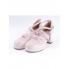 Pink 2.6" High Heel Sexy Synthetic Leather Round Toe Criss Cross Straps Scalloped Platform Girls Lolita Shoes