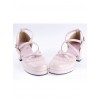 Pink 2.6" High Heel Sexy Synthetic Leather Round Toe Criss Cross Straps Scalloped Platform Girls Lolita Shoes