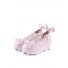 Pink 2.8" High Heel Cute PU Scalloped Bowknot Platform Girls Lolita Shoes