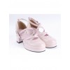 Pink 2.6" High Heel Sexy Synthetic Leather Round Toe Criss Cross Straps Scalloped Platform Girls Lolita Shoes