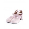 Pink 2.6" High Heel Sexy Synthetic Leather Round Toe Criss Cross Straps Scalloped Platform Girls Lolita Shoes