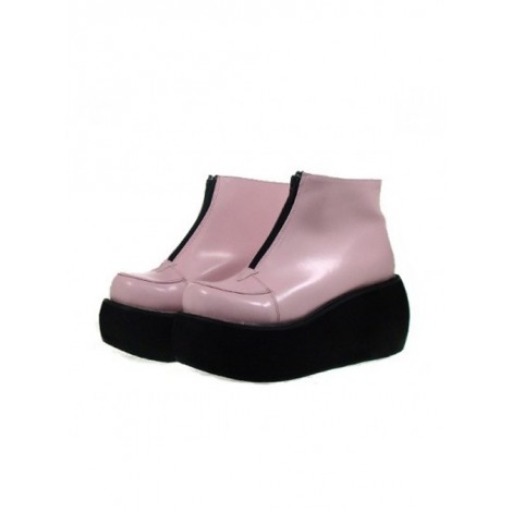 Pink 3.1" Heel High Lovely Polyurethane Round Toe Ankle Straps Platform Lady Lolita Shoes