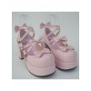 Pink 3.1" Heel High Elegant Patent Leather Round Toe Bow Platform Lady Lolita Shoes