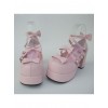 Pink 3.1" Heel High Elegant Patent Leather Round Toe Bow Platform Lady Lolita Shoes