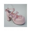 Pink 3.1" Heel High Elegant Patent Leather Round Toe Bow Platform Lady Lolita Shoes