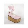 Pink 3.7" Heel High Beautiful PU Round Toe Ankle Straps Platform Women Lolita Shoes