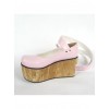 Pink 3.7" Heel High Beautiful PU Round Toe Ankle Straps Platform Women Lolita Shoes