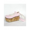 Pink 3.7" Heel High Beautiful PU Round Toe Ankle Straps Platform Women Lolita Shoes