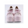 Pink 3.7" High Heel Lovely Polyurethane Round Toe Strap Bow Platform Girls Lolita Shoes