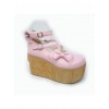 Pink 3.9" Heel High Glamorous Suede Round Toe Cross Straps Platform Lady Lolita Shoes