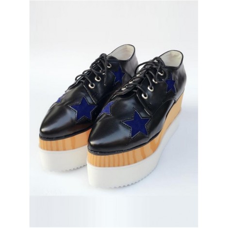 Pointed-toe Lolita Dark Blue Star Pattern Super High Heel Shoes