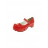 Red 1.8" Heel High Adorable Suede Round Toe Cross Straps Platform Women Lolita Shoes