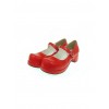 Red 1.8" Heel High Adorable Suede Round Toe Cross Straps Platform Women Lolita Shoes