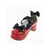 Red 1.8" Heel High Adorable Suede Round Toe Cross Straps Platform Women Lolita Shoes