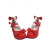 Red 1.8" Heel High Cute PU Point Toe Bowknot Platform Girls Lolita Shoes