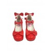 Red 1.8" Heel High Cute PU Point Toe Bowknot Platform Girls Lolita Shoes