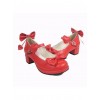 Red 1.8" Heel High Cute PU Point Toe Bowknot Platform Girls Lolita Shoes